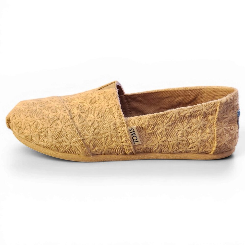 Toms Women's Daisy Embroidered Metallic Alpargata Flats Sz 7